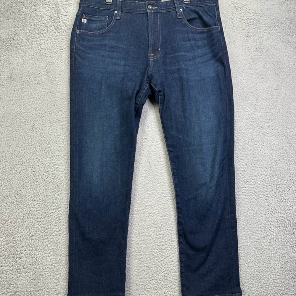 AG Adriano Goldschmied Modern Slim Jeans Mens 36X34 Tellis Blue Distressed Denim